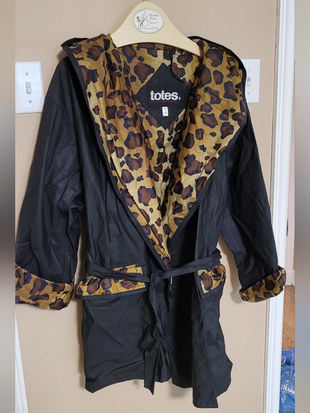 Waterproof Wrap Jacket Leopard-Print Trim